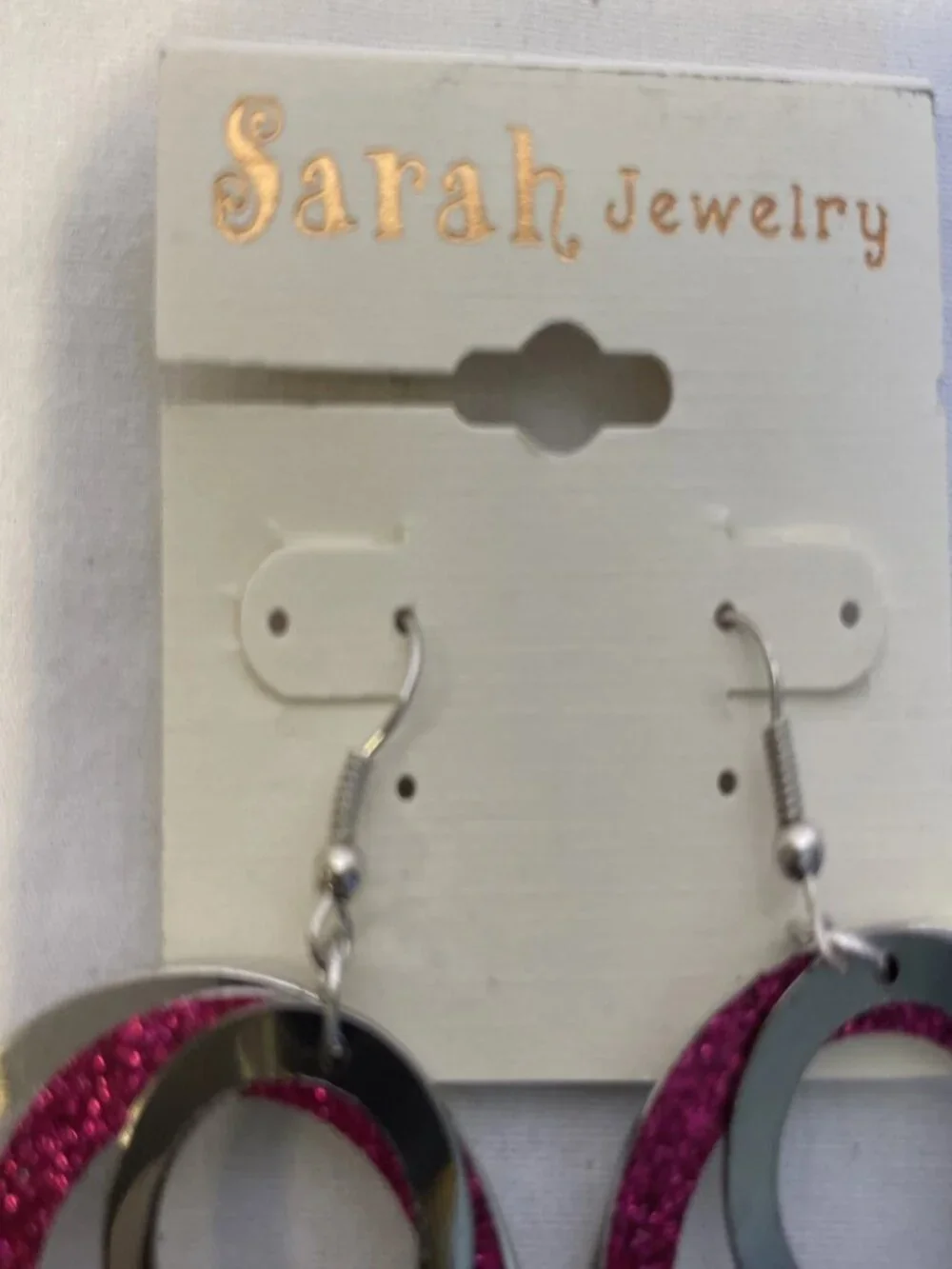 Pink Glitter Hoop Earrings Silver Layered Multi Circle Drop Dangle Sarah Jewelry